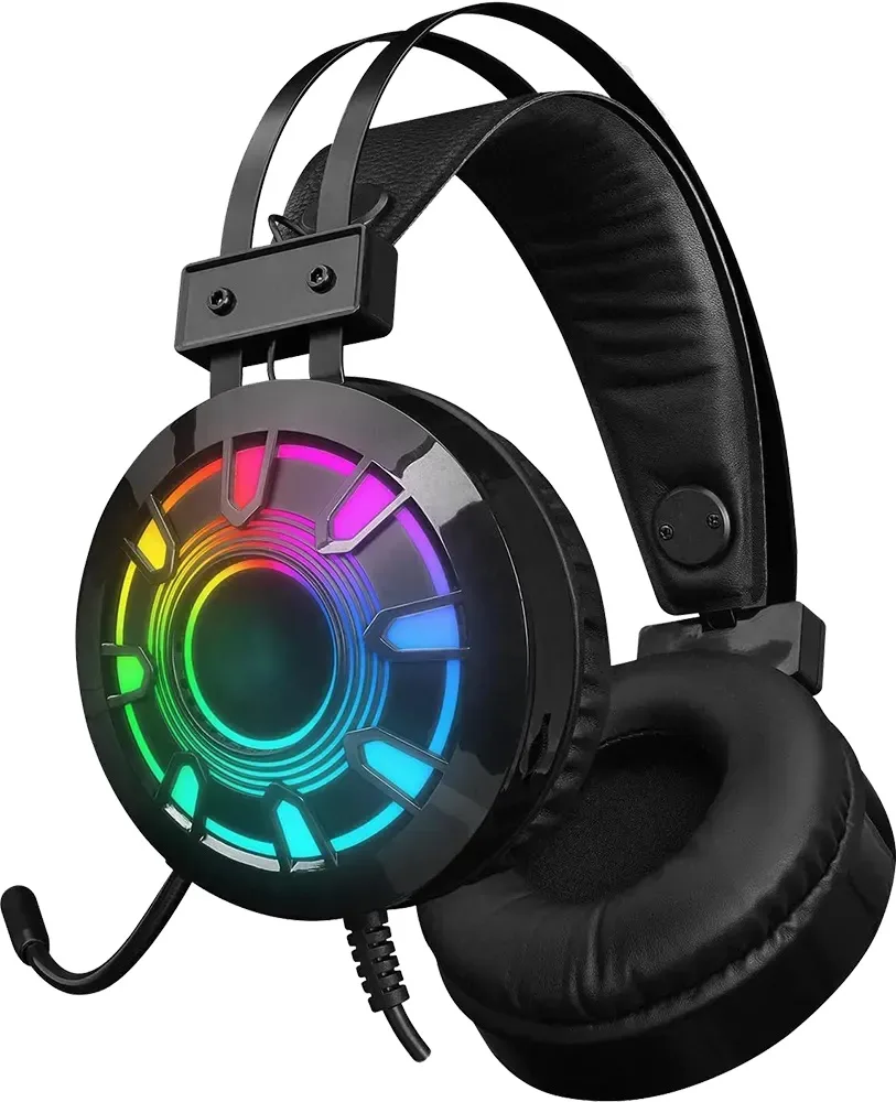 FOREV Wired USB Gaming Headset, Led, Built In- Microphone, Black, FV-M6
