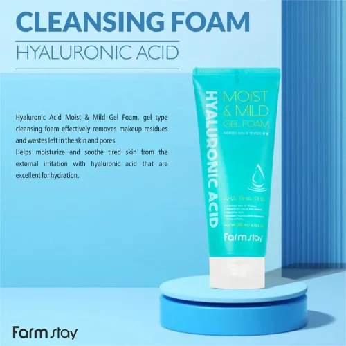 فارم ستاي جل مهدئ حمض الهيالورونيك مالتي أكوا 200 مل  |  Farm stay Hyaluronic Acid Moist and Mild Gel Foam 200 ML