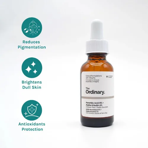 ذا أورديناري سيروم حمض أسكوربيك 8% + ألفا أربوتين 2% لتفتيح وتوحيد لون البشرة 30 مل | The Ordinary Ascorbic Acid 8% + Alpha Arbutin 2% 30ml