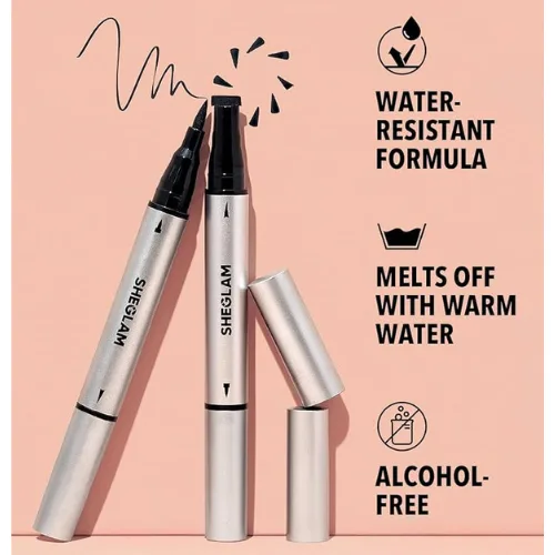 شيجلام ايلاينر محدد عيون مقاوم للماء 2 في 1   يدوم طوال اليوم- اسود   |  SHEGLAM Wing It Waterproof Liner Duo - BLACK