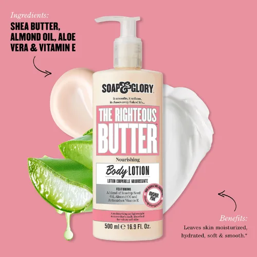 سوب اند جلوري لوشن الجسم ذا ريتيوس باتر لترطيب وتغذية البشرة 500 مل | Soap & Glory The Righteous Butter Body Lotion 500ml