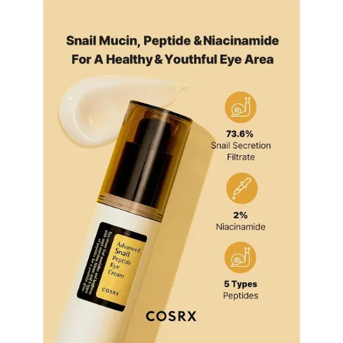 كوزركس كريم مرطب للعين بخلاصة الحلزون والبيبتيدات لتقليل التجاعيد والهالات 25 مل | COSRX Advanced Snail Peptide Eye Cream 25ml