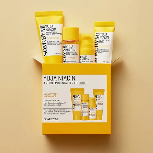 سام باي مي مجموعة البداية ضد البثور يوجا نياسين لتفتيح وعلاج البقع 4 قطع | SOME BY MI Yuja Niacin Anti Blemish Starter Kit 4pcs