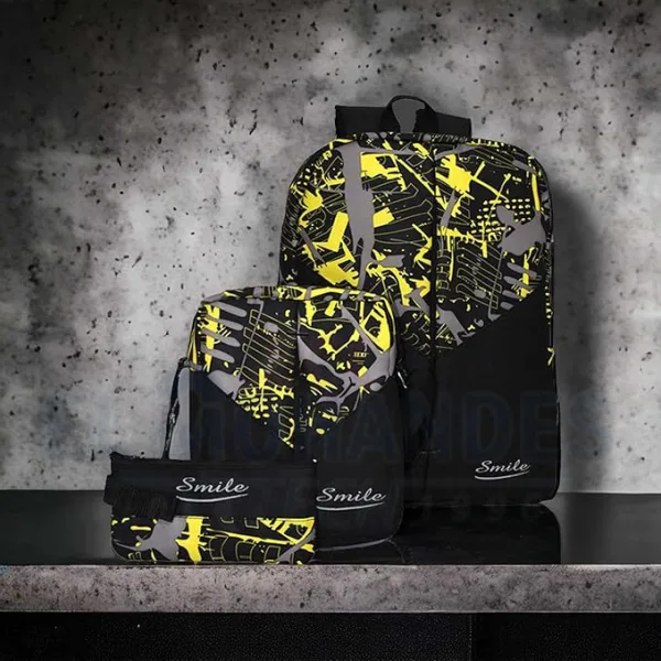 Smile Laptop Backpack Unisex Travel School Bag 3 Pieces