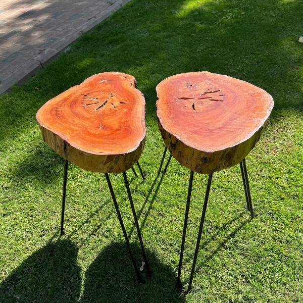 Red Side Table from Kaffour Wood