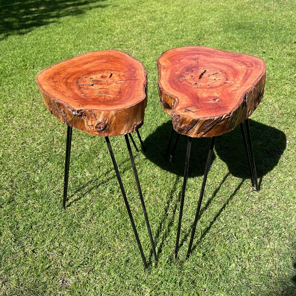 Red Side Table from Kaffour Wood