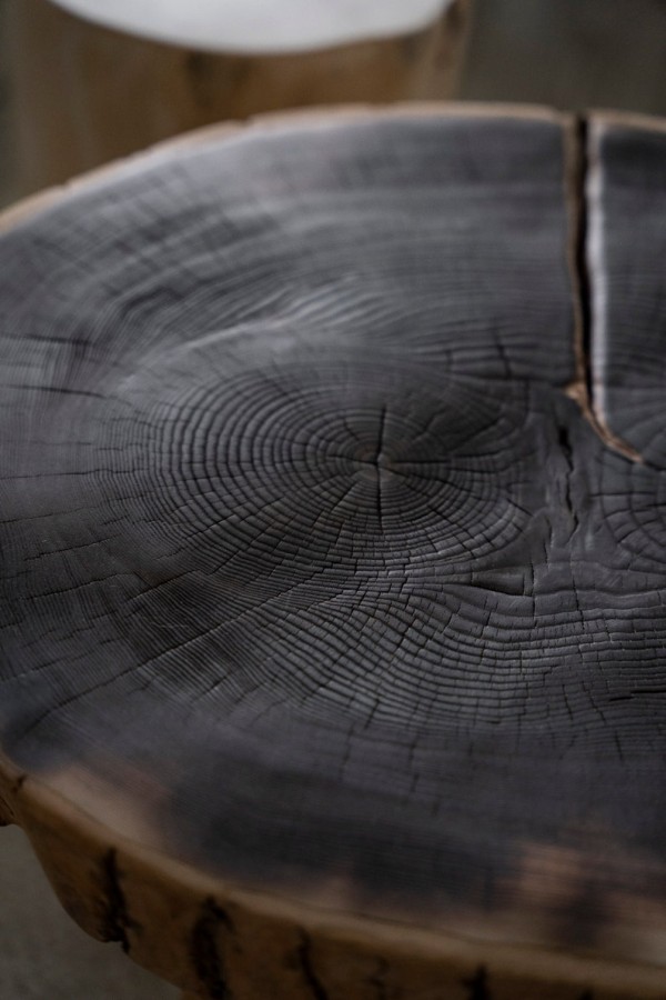 Burned Side Table From Saant Wood