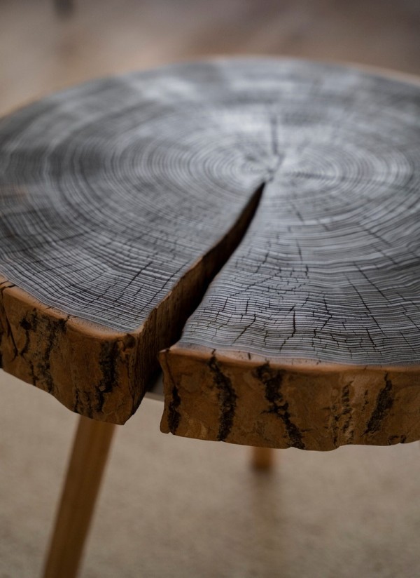Burned Side Table From Saant Wood