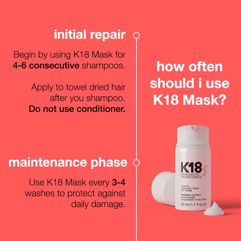 كي 18 بايو ميميتيك هيرساينس ليف إن هير ماسك 50مل | K18 Biomimetic Hairscience Leave-In Hair Mask 50ml