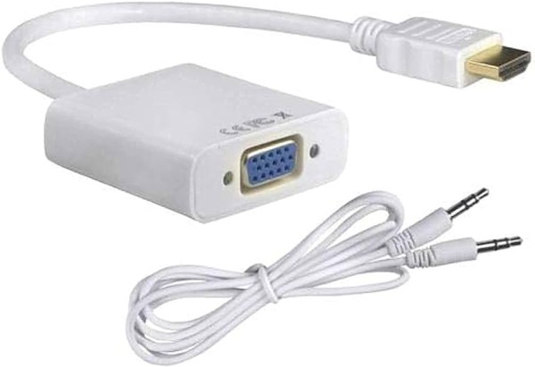 1080P HDMI Male to VGA Female Video Converter Adapter Cable WITH AUDIO For PC DVD HDTV [White]