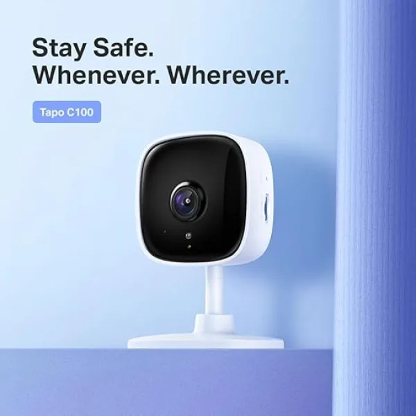 Tp-link tapo c100 indoor home security wi-fi camera with night vision, 1080p high definition - white