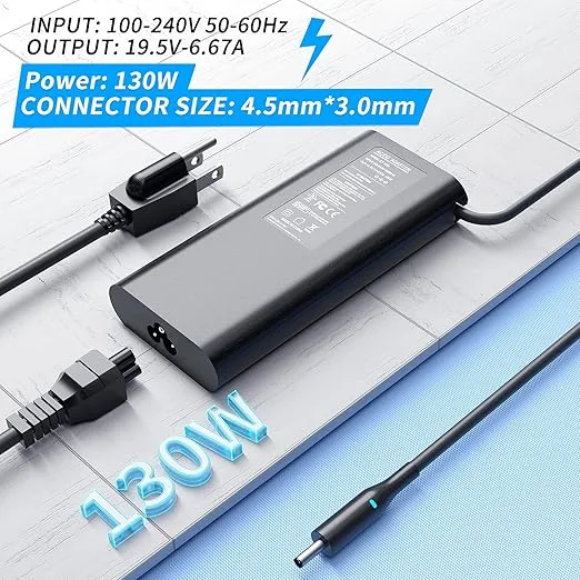 VHBW Laptop Charger for Dell 130W AC Adapter Fits for Dell XPS 15 9530 9550 9560 9570 Inspiron 7347 7348 7459