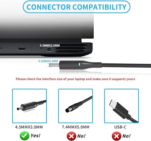 VHBW Laptop Charger for Dell 130W AC Adapter Fits for Dell XPS 15 9530 9550 9560 9570 Inspiron 7347 7348 7459