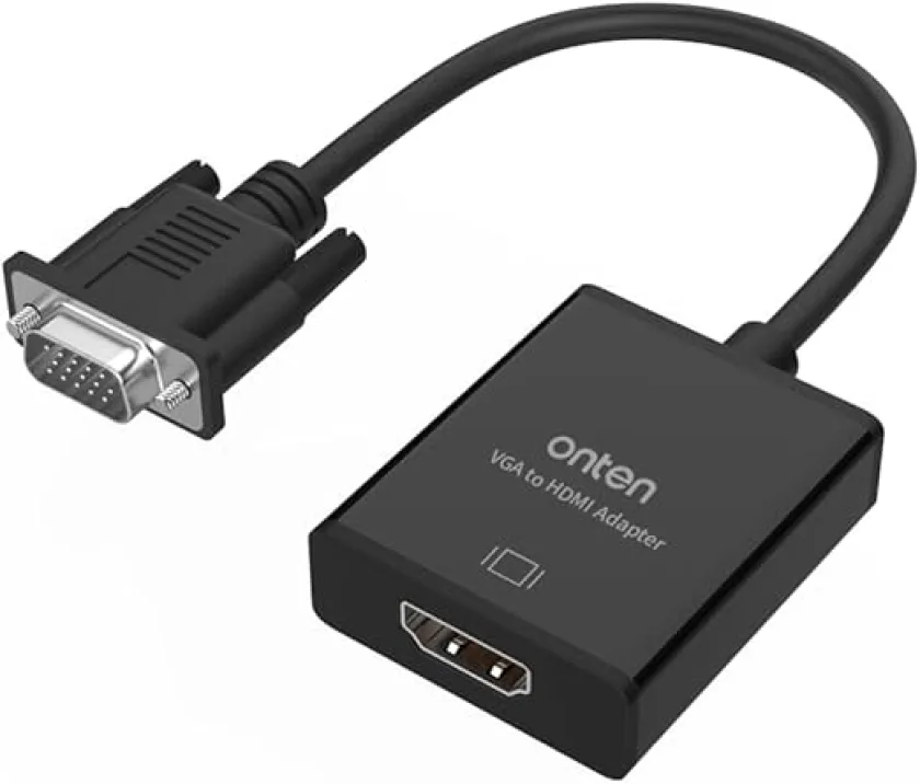 SMILE VGA to HDMI Adapter, 1080P VGA to HDMI (Male to Female) for Computer, Desktop, Laptop, PC, Monitor, Projector, HDTV with Audio Cable and USB Cable (Black)