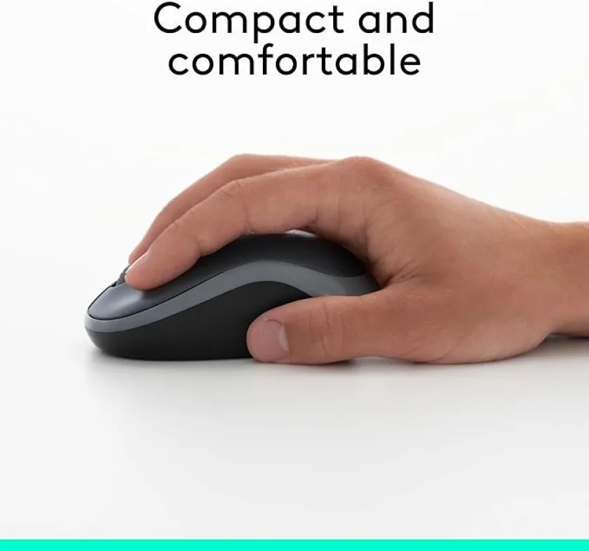 Logitech M185 Wireless Mouse, 2.4GHz with USB Mini Receiver, 12-Month Battery Life, 1000 DPI Optical Tracking, Ambidextrous PC/Mac/Laptop - Swift Gray