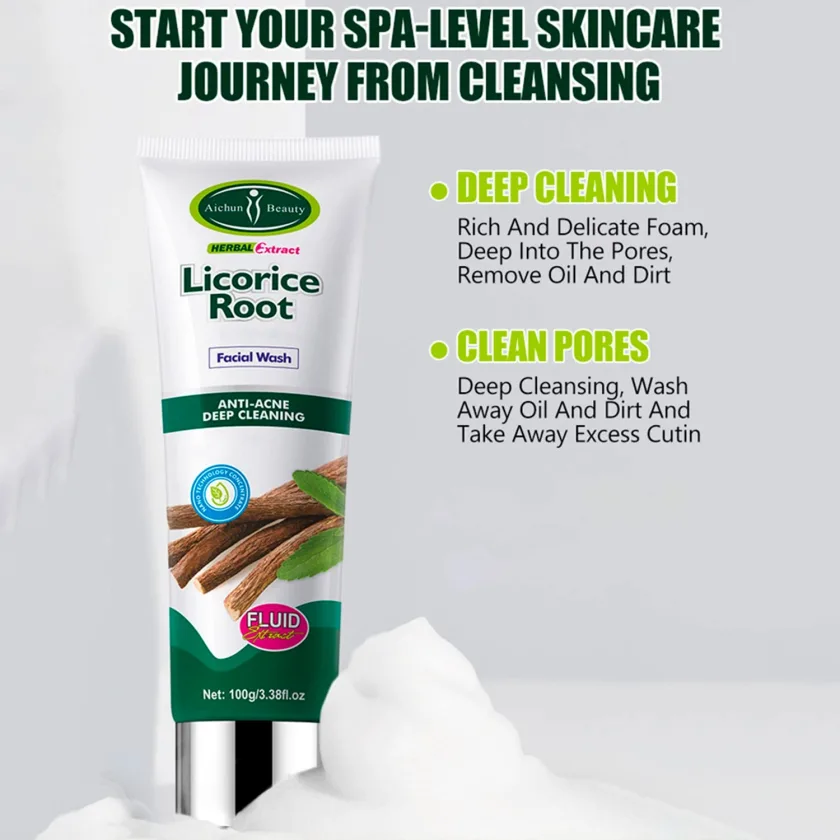 آيشون بيوتي ديب كلينسينج ليسورس روت فيس واش 100مل | Aichun Beauty Deep Cleansing Licorice Root Face Wash 100ml