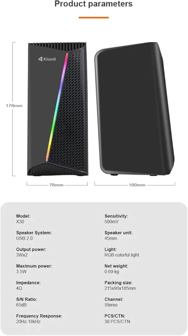 X30 USB RGB Multi-Functional Computer Headset - Premium Sound - Multi Color RGB Lighting - Provides a Distinctive Sound Experience.
