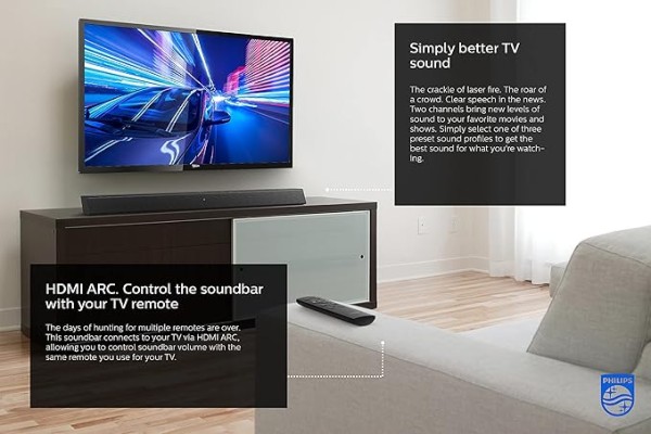 gigamix Philips Audio Audio TAB5105/37 Sound Bar Speaker with HDMI ARC and Bluetooth Streaming