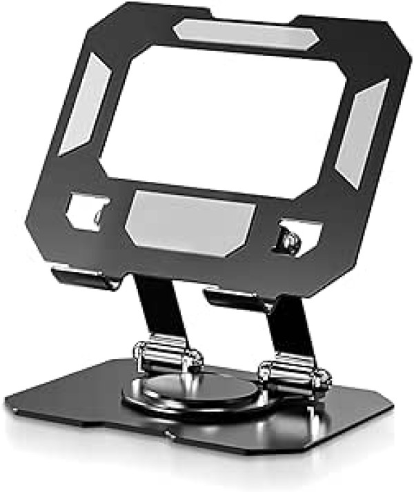 CMKJ Tablet Stand Adjustable Swivel Desktop Holder with 360 Degree Rotating Base, Foldable Cradle for iPad/iPad Pro/Air/Mini 6 5 4 3 2, ,