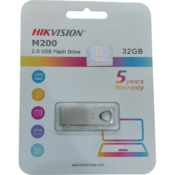Hikvision USB 2.0 Flash Drive, 32GB, Silver - M200