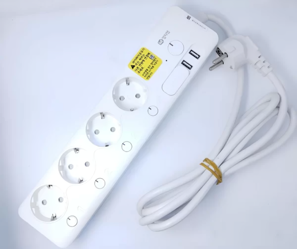 A Copper Power Strip 16A With 4 Outlets and 2 USB Ports, 2 meter cable