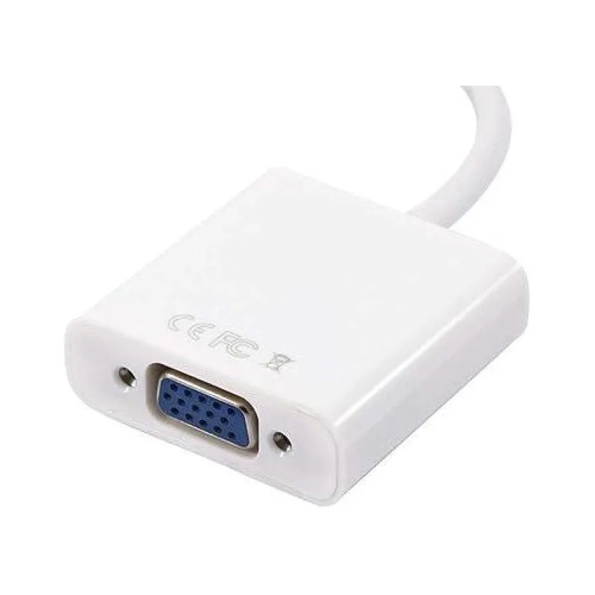 محول HDMI 1080P ذكر إلى VGA مع صوت - كابل فيديو عالي الدقة لجهاز الكمبيوتر (أبيض)