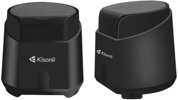 مكبر صوت صغير K500 من كيسونلي، مضخم صوت للوسائط المتعددة بمنفذ USB 2.0 للكمبيوتر - أسود