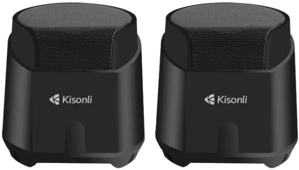 مكبر صوت صغير K500 من كيسونلي، مضخم صوت للوسائط المتعددة بمنفذ USB 2.0 للكمبيوتر - أسود