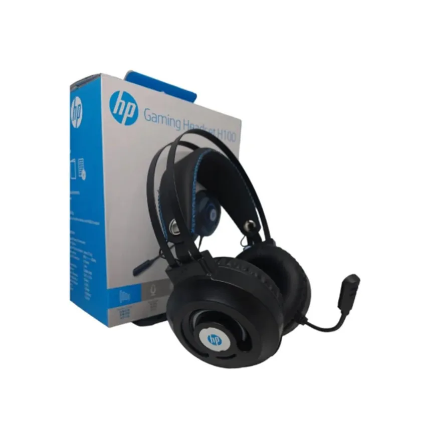 HP Wired Headphones with Microphone, Black - H100