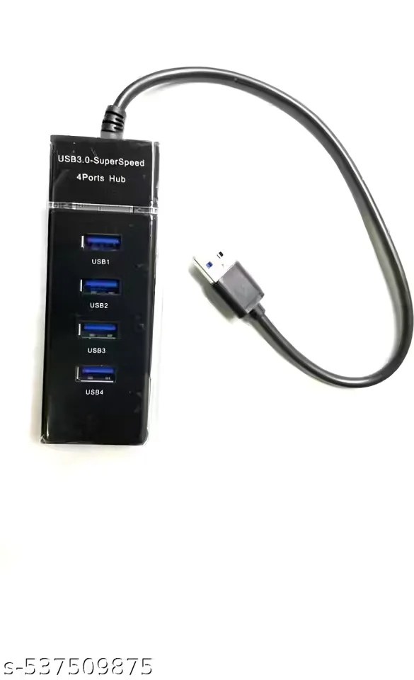 Welfy 4 Port USB Hub 3.0 Adapter Cable With 5Gbps Speed, Laptop, Pc Computers USB Adapter ( Black)