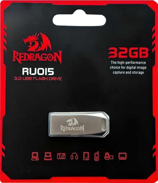 فلاش ميموري ريدراجون 32 جيجابايت، يو اس بي 3.0، تصميم معدني، فضي، RU015D3.0
