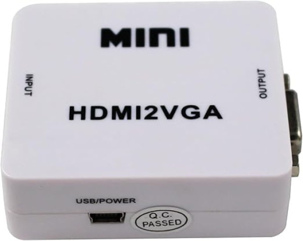 محول ميني HDMI إلى VGA يعمل بمنفذ USB، أبيض