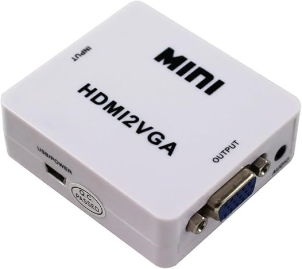 محول ميني HDMI إلى VGA يعمل بمنفذ USB، أبيض