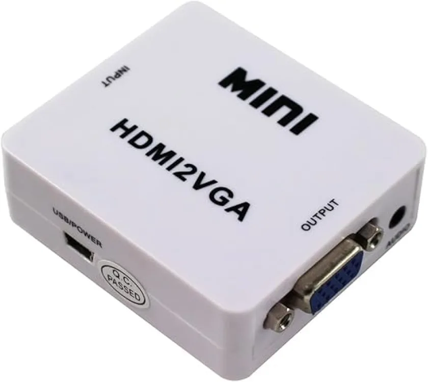محول ميني HDMI إلى VGA يعمل بمنفذ USB، أبيض