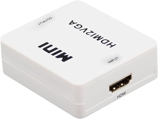محول ميني HDMI إلى VGA يعمل بمنفذ USB، أبيض