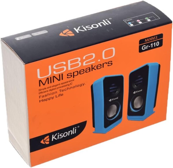 مكبر صوت صغير عالي الجودة مع منفذ USB ومنفذ 1.1 للكمبيوتر- متعدد الالوان