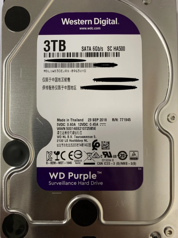 3TB (WD30PURX) WESTERN DIGITAL WD Purple 3.5" SATA Surveillance Hard Drive Video HDD