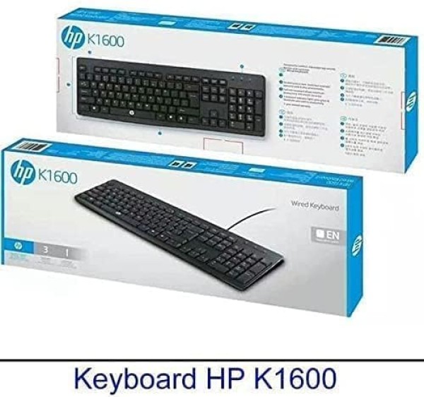 لوحه مفاتيح سلكى ماركه HP موديل K1600، من اتش بي، اسود، USB