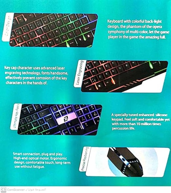 ماوس زيرو وكيبورد USB لايتنينغ للكمبيوترمن موديل ZR-6806 أسود