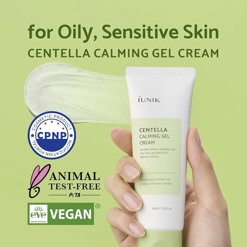 كريم جل آيونيك سنتيلا المهدئ للبشرة الحساسة والدهنية – 60 مل | iUNIK Centella Calming Gel Cream for Sensitive & Oily Skin – 60ml