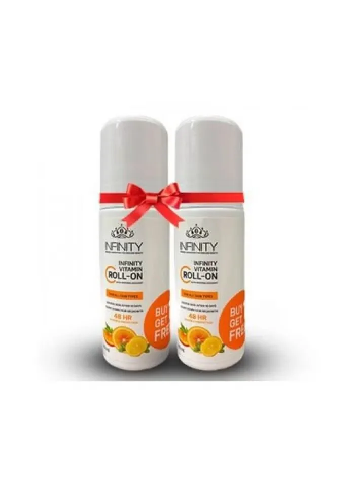مزيل عرق رول بفيتامين سي مع تبييض إضافي من انفينيتي   80 مل 1+1 مجانا  - Infinity Vitamin C Roll-On Deodorant with Extra Whitening, 80ml 1+1