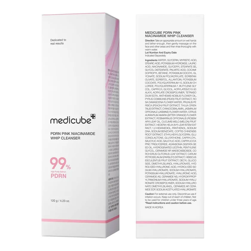 غسول ​​ميديكيوب بالنياسيناميد 120 مل - Medicube Pdrn Pink Niacinamide Whip Cleanser 120ml