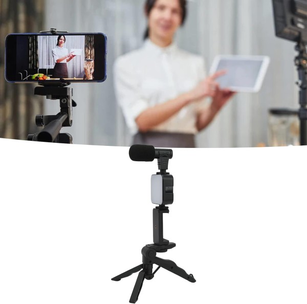 ترايبود تصوير احترافي للموبايل مع مايك وضوء LED متعدد الاستخدام