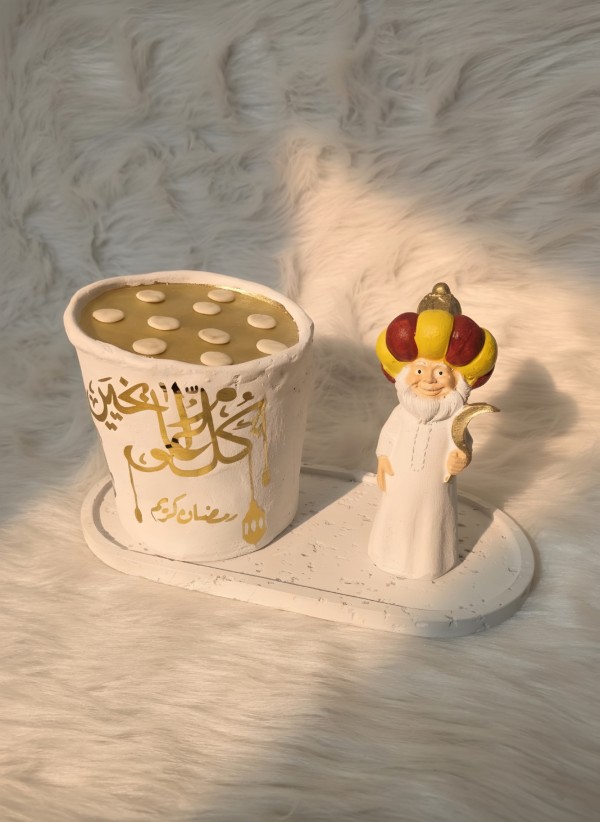 عربية قطايف رمضانية، تصميم تراثي بزخارف ذهبية وخط عربي، ديكور رمضان كريم