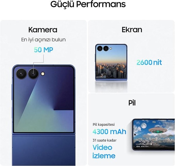 سامسونج جوال جالكسي زد فليب 7 بتقنية الذكاء الاصطناعي، لون ازرق، تخزين 512GB، ذاكرة 12GB، كاميرا 50MP لصور السيلفي،