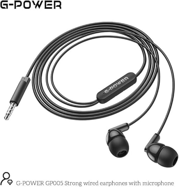 سماعات أذن سلكية قوية G-Power GP005 مزودة بميكروفون وزر تحكم متعدد الوظائف، رائعة لتشغيل الموسيقى وإجراء المكالمات