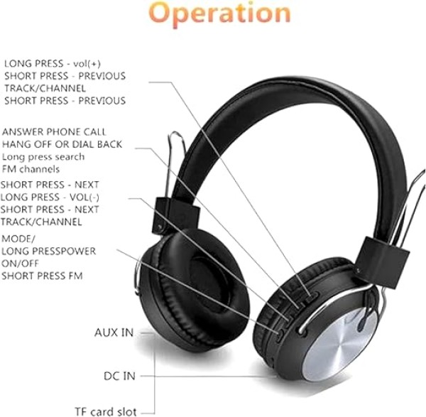 سماعة راس لاسلكية فوق الاذن SD-1001 من ايرفون، ستيريو بلوتوث، صوت جهوري نقي، مع شحن سريع،
