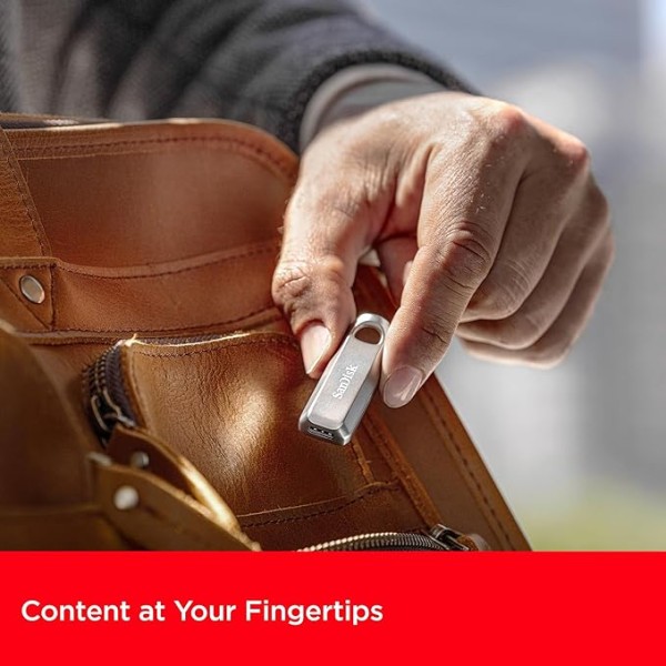 ذاكرة فلاش الترا لوكس بمنفذ USB نوع سي بسعة 128 جيجابايت ومنفذ USB 3.2 الجيل الاول من سانديسك بتصميم معدني ممتاز