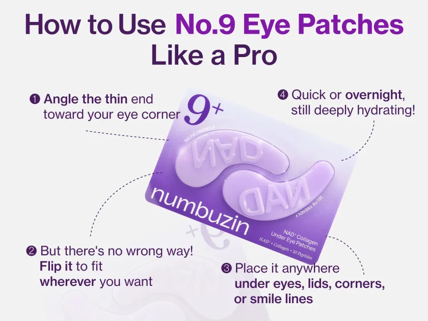 نومبوزين رقم 9 لاصقات NAD+ والكولاجين للعناية بمنطقة حول العين 5 قطع | numbuzin No.9 NAD+ Collagen Under Eye Patches 5 ea
