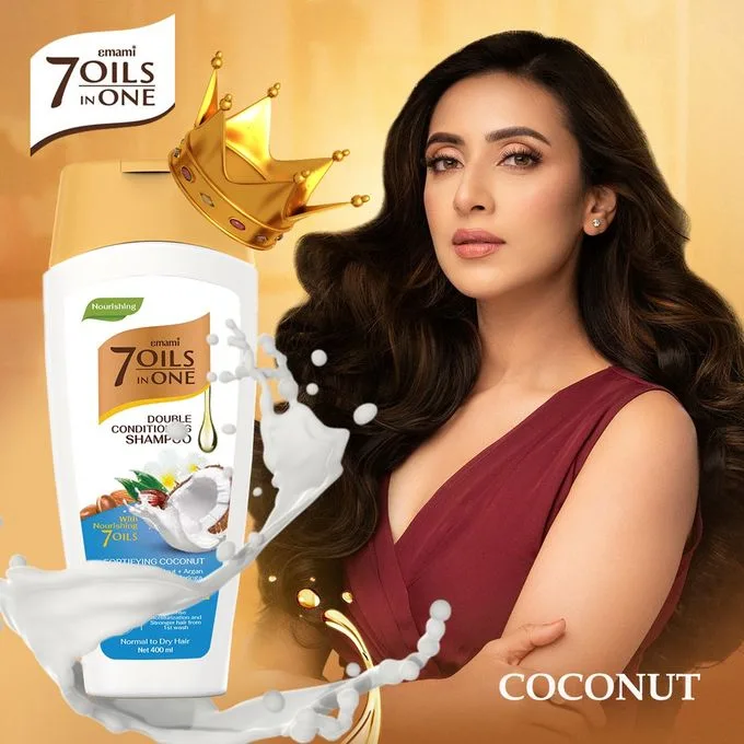 إيمامي – شامبو 7 زيوت في واحد للتغذية المزدوجة بجوز الهند 400 مل | Emami 7 Oils in One Double Conditioning Shampoo – Coconut 400ml
